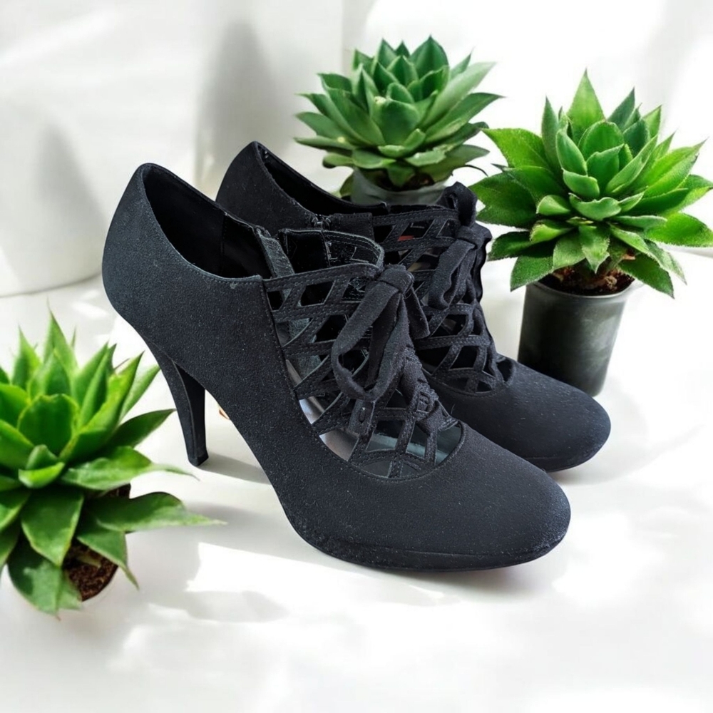 Impo Black Lace-Up Heels